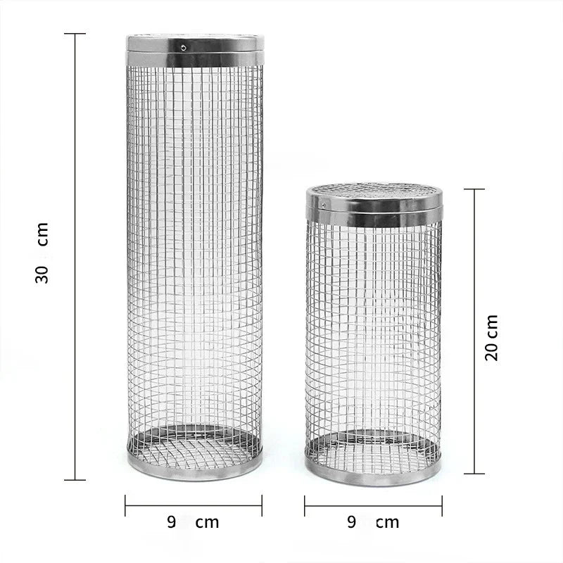 Cesta de grelha de aço inoxidável portátil gaiola de churrasco rolamento grelhar cesta útil churrasqueira cesta ao ar livre grill acessórios