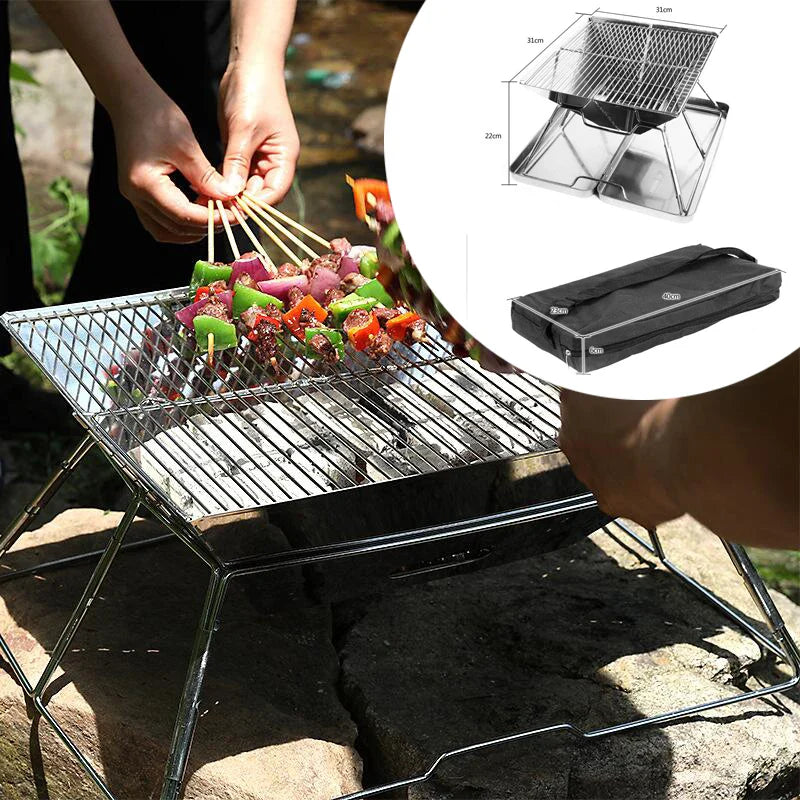 Portátil dobrável churrasqueira fogão campingmoon MT-2 acampamento churrasco fogão 34x35cm portátil de aço inoxidável churrasqueira não-vara