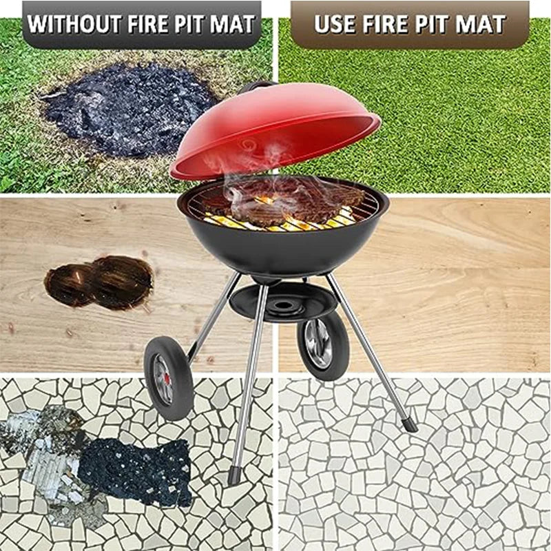 Alfombras de pozo de prevención de incendios de barbacoa, alfombras de campamento, alfombras de barbacoa de alta temperatura, alfombras ignífugas y ignífugas, alfombras de protección de césped interior al aire libre