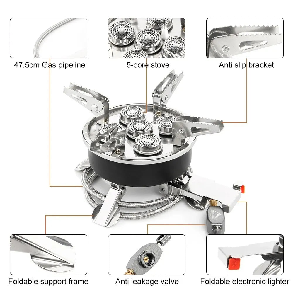 Widesea-Camping Tourist Burner, Fogão a Gás Portátil, Panelas, Piquenique, Churrasco, Suprimentos Turismo, Exterior, Recreação, 8800W
