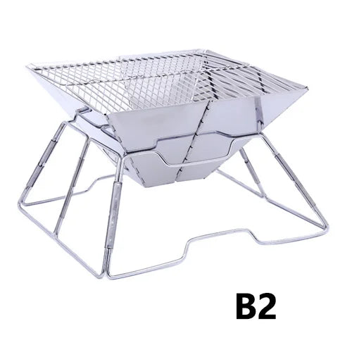Portátil dobrável churrasqueira fogão campingmoon MT-2 acampamento churrasco fogão 34x35cm portátil de aço inoxidável churrasqueira não-vara