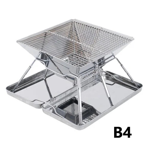 Portátil dobrável churrasqueira fogão campingmoon MT-2 acampamento churrasco fogão 34x35cm portátil de aço inoxidável churrasqueira não-vara