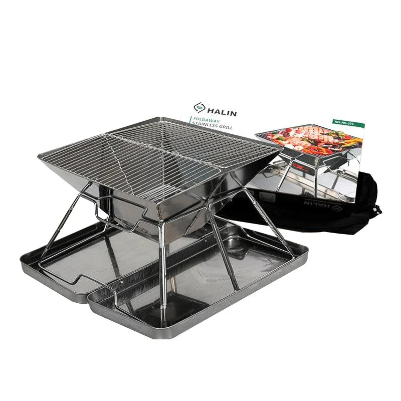 Portátil dobrável churrasqueira fogão campingmoon MT-2 acampamento churrasco fogão 34x35cm portátil de aço inoxidável churrasqueira não-vara