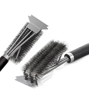 Escova de aço para churrasco, grelha e raspador, escova de limpeza de churrasco, ferramentas perfeitas, escova de limpeza de grelha, acessórios ideais para churrasco, antiaderente