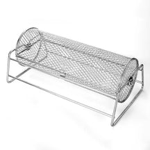 Aço inoxidável rolando churrasqueira malha cesta grill rotisserie cesta rolo churrasqueira gaiola torrador