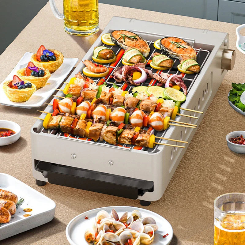 2200w multifuncional grill pan doméstico 220v máquina de churrasco elétrica sem fumaça panela quente dividida panela de cozinha 3-em-1
