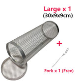 1-4 pçs rolamento grelhar cesta de aço inoxidável churrasqueira cesta malha portátil acampamento ao ar livre rack de churrasco acessórios de cozinha