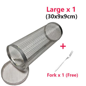 1-4 pçs rolamento grelhar cesta de aço inoxidável churrasqueira cesta malha portátil acampamento ao ar livre rack de churrasco acessórios de cozinha