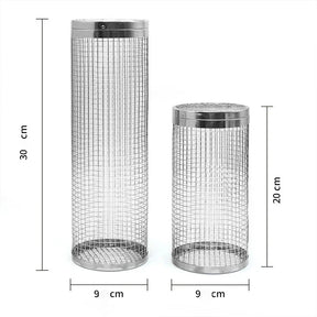 Cesta de grelha de aço inoxidável portátil gaiola de churrasco rolamento grelhar cesta útil churrasqueira cesta ao ar livre grill acessórios