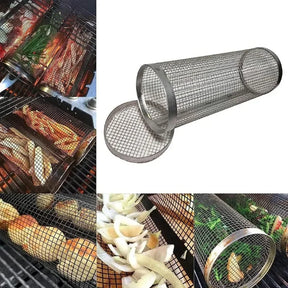 Cesta para grelhar churrasco, cesta para grelhar, gaiolas para churrasco, cilindro, cestas para grelhar para acampamento ao ar livre