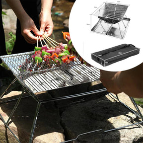 Portátil dobrável churrasqueira fogão campingmoon MT-2 acampamento churrasco fogão 34x35cm portátil de aço inoxidável churrasqueira não-vara