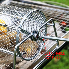 Aço inoxidável rolando churrasqueira malha cesta grill rotisserie cesta rolo churrasqueira gaiola torrador