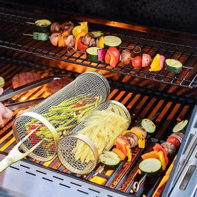 Gaiola de churrasco de aço inoxidável ao ar livre cilindro grill fumado malha tambor ferramenta churrasco kamado acessórios para churrasco