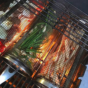 1-4 pçs rolamento grelhar cesta de aço inoxidável churrasqueira cesta malha portátil acampamento ao ar livre rack de churrasco acessórios de cozinha