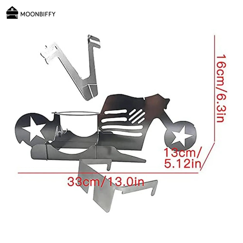 American Motorcycle BBQ Tools Steel Rack, Frango engraçado Stand com lata de cerveja, Grelhar assado Rack, Acessórios para churrasco