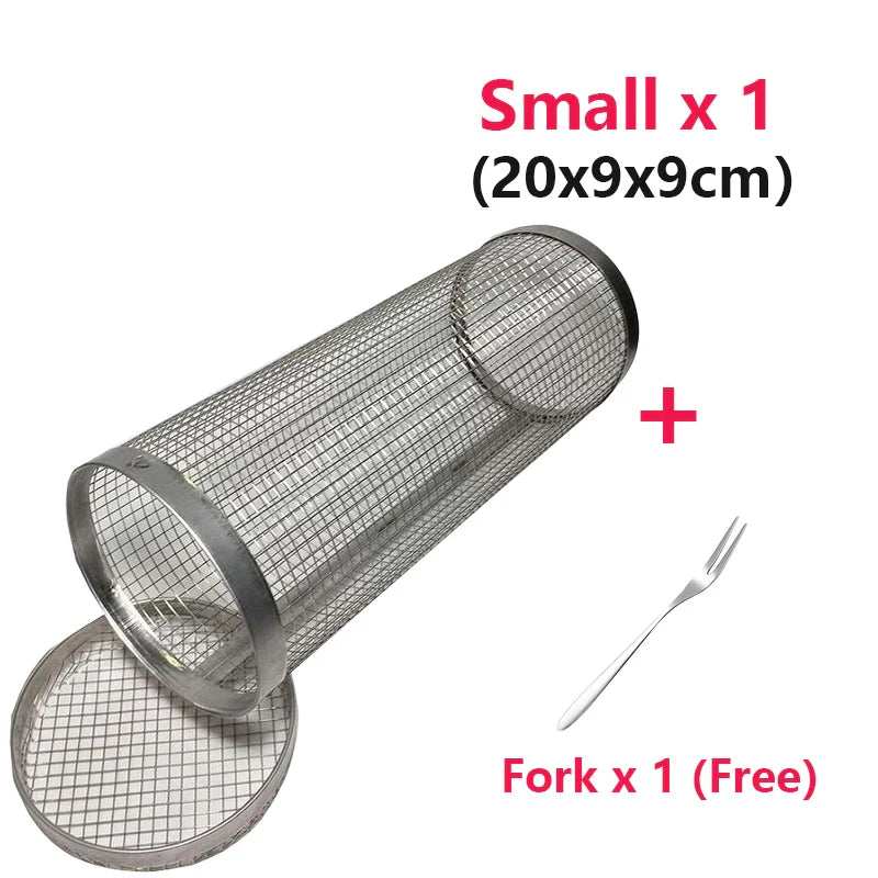 1-4 pçs rolamento grelhar cesta de aço inoxidável churrasqueira cesta malha portátil acampamento ao ar livre rack de churrasco acessórios de cozinha