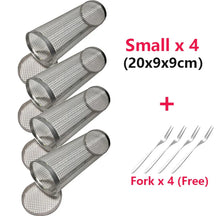 1-4 pçs rolamento grelhar cesta de aço inoxidável churrasqueira cesta malha portátil acampamento ao ar livre rack de churrasco acessórios de cozinha
