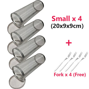 1-4 pçs rolamento grelhar cesta de aço inoxidável churrasqueira cesta malha portátil acampamento ao ar livre rack de churrasco acessórios de cozinha