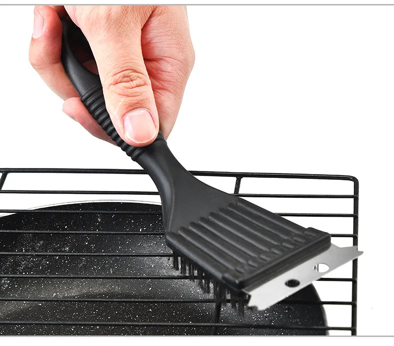 Escova para grelha de churrasco, cerdas de fio de aço, escovas de limpeza para churrasco, ferramenta de cozinha durável, kit de gás para churrasco ao ar livre e casa, acessórios