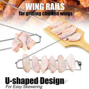 Novo produto 3 pçs wingrailsgrilling garfo de churrasco ao ar livre frango asa grill churrasco ferramentas